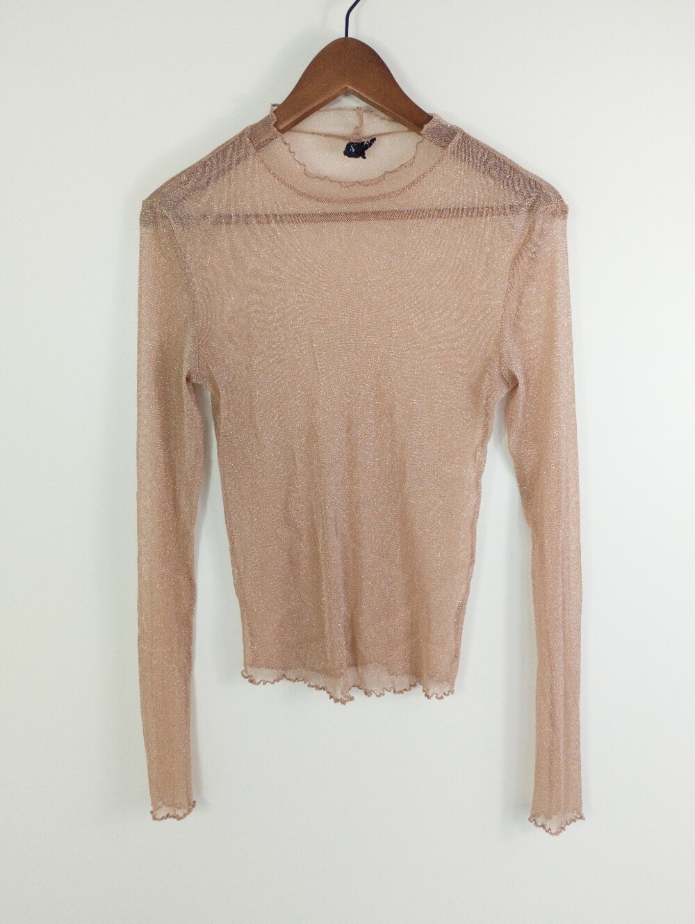 Out From Under Urban Outfitters Kia Shimmer Metallic Mesh Top Gold Large